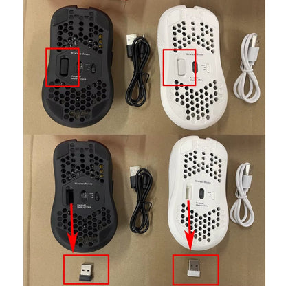 2.4G Wireless Mouse with RGB Backlit 6-Button 3-Speed DPI Type C Rechargeable Ergonomic Honeycomb Design Gaming Mouse - NEXASHOP
