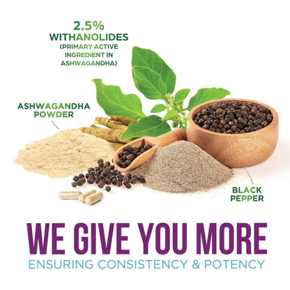 Ashwagandha Supplements - High-Absorption Ashwagandha Root Extract Powder with Black Pepper for Max Absorption - Herbal Supplement for Women & Men, Vegan & Gluten Free, Bottled in USA - 60 Capsules - NEXASHOP