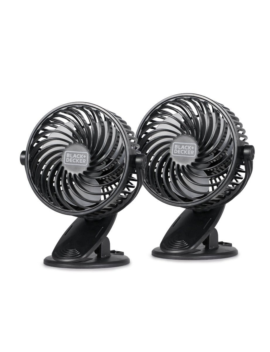 BLACK+DECKER 4" Convertible Cooling Fan Clip Fan and Standing Fan for Home or Office Portable Fan for Tabletop with 3 Speed Settings and Adjustable Tilt Angle Desk Fan 2-Pack Black - FOUNDERS INC