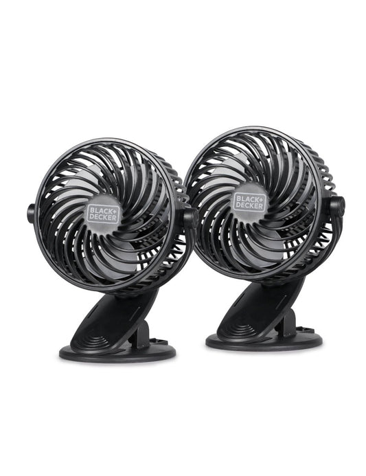 BLACK+DECKER 4" Convertible Cooling Fan Clip Fan and Standing Fan for Home or Office Portable Fan for Tabletop with 3 Speed Settings and Adjustable Tilt Angle Desk Fan 2-Pack Black - FOUNDERS INC