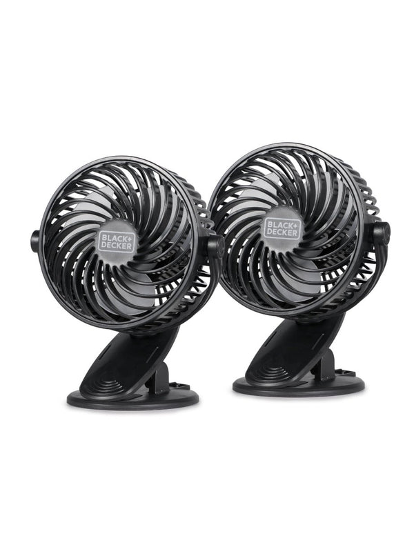 BLACK+DECKER 4" Convertible Cooling Fan Clip Fan and Standing Fan for Home or Office Portable Fan for Tabletop with 3 Speed Settings and Adjustable Tilt Angle Desk Fan 2-Pack Black - FOUNDERS INC