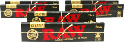 Classic Black King Size Slim Natural Unrefined Ultra Thin 110Mm Rolling Papers (6 Packs)