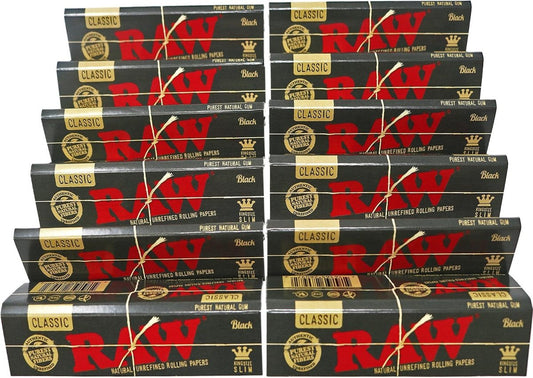 Classic Black King Size Slim Natural Unrefined Ultra Thin 110Mm Rolling Papers (12 Packs) - NEXASHOP