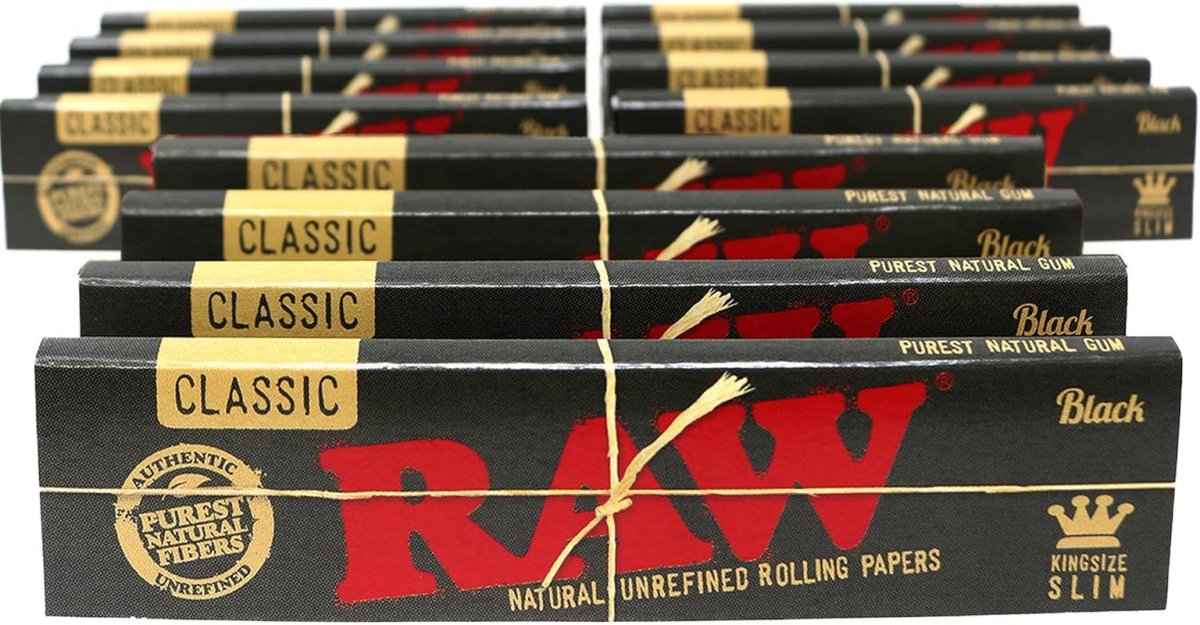 Classic Black King Size Slim Natural Unrefined Ultra Thin 110Mm Rolling Papers (12 Packs) - NEXASHOP