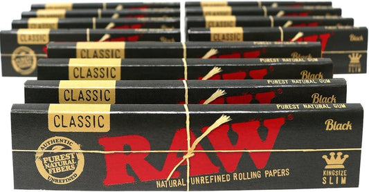 Classic Black King Size Slim Natural Unrefined Ultra Thin 110Mm Rolling Papers (12 Packs) - NEXASHOP