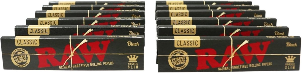 Classic Black King Size Slim Natural Unrefined Ultra Thin 110Mm Rolling Papers (12 Packs) - NEXASHOP