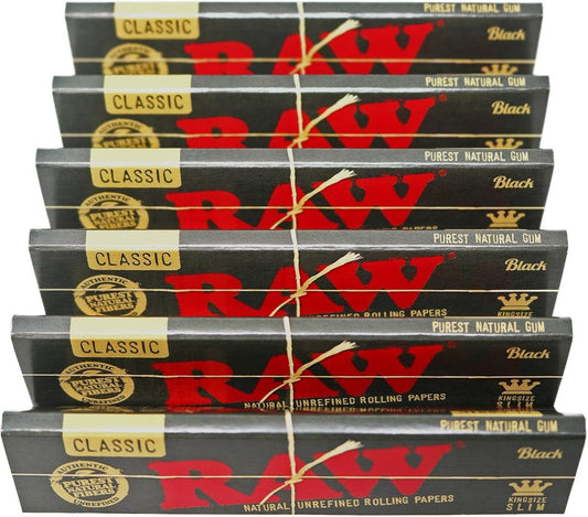 Classic Black King Size Slim Natural Unrefined Ultra Thin 110Mm Rolling Papers (6 Packs) - NEXASHOP