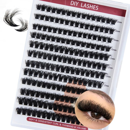 DIY Lash Clusters 320 Pcs Eyelash Extensions 200D Eyelash Clusters Natural Look Wispy Lashes D Curl -16mm Cluster Lashes Individual Lashes Thin Band & Soft - NEXASHOP