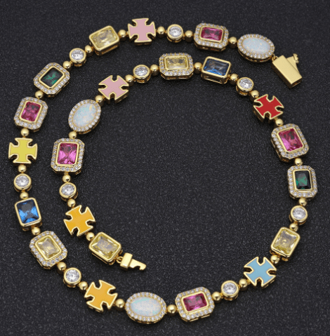 Gold-Plated Hip-Hop Gemstone Necklace - FOUNDERS INC