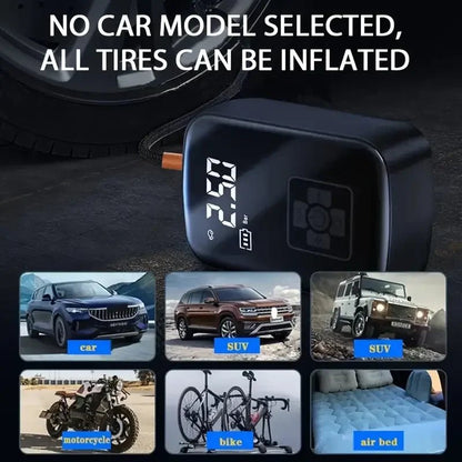 PRO Wireless Car Tire Inflator - Digital Display Air Compressor for Motorcycle/Bicycle, Portable Emergency Pump with LED Light - NEXASHOP