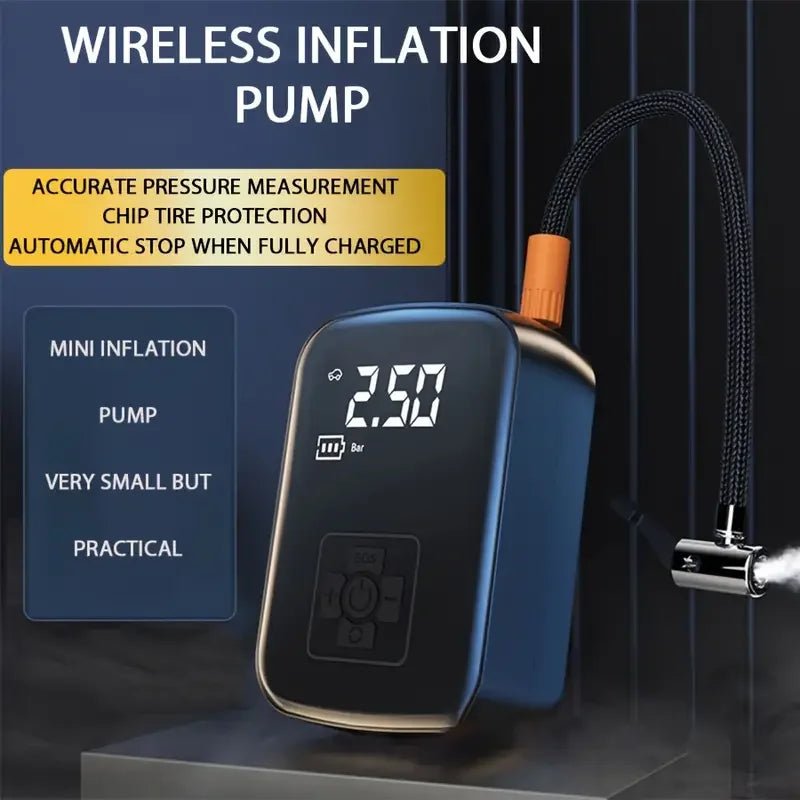 PRO Wireless Car Tire Inflator - Digital Display Air Compressor for Motorcycle/Bicycle, Portable Emergency Pump with LED Light - NEXASHOP