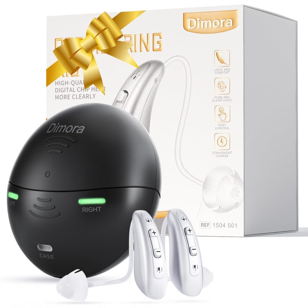 Rechargeable Hearing Aids for Seniors Adults-Dimora BTE Earing Aid (Not Amplifiers) with 16-Channel Sound Processing for Superior Sound Quality Noise Canceling Digital Hearing Assist Easy to UseOver-the-Counter(FSA or HSA eligible) - FOUNDERS INC