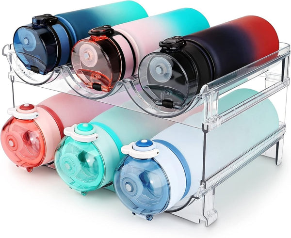 spospo Water Bottle Organizer for Cabinet, Water Bottle Storage Organizer, 2 Packs Water Bottle Storage Rack, Water Bottle Holder for Cabinet, Stackable Water Bottle Storage Rack - FOUNDERS INC