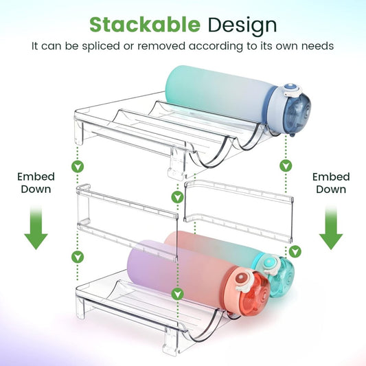 spospo Water Bottle Organizer for Cabinet, Water Bottle Storage Organizer, 2 Packs Water Bottle Storage Rack, Water Bottle Holder for Cabinet, Stackable Water Bottle Storage Rack - FOUNDERS INC