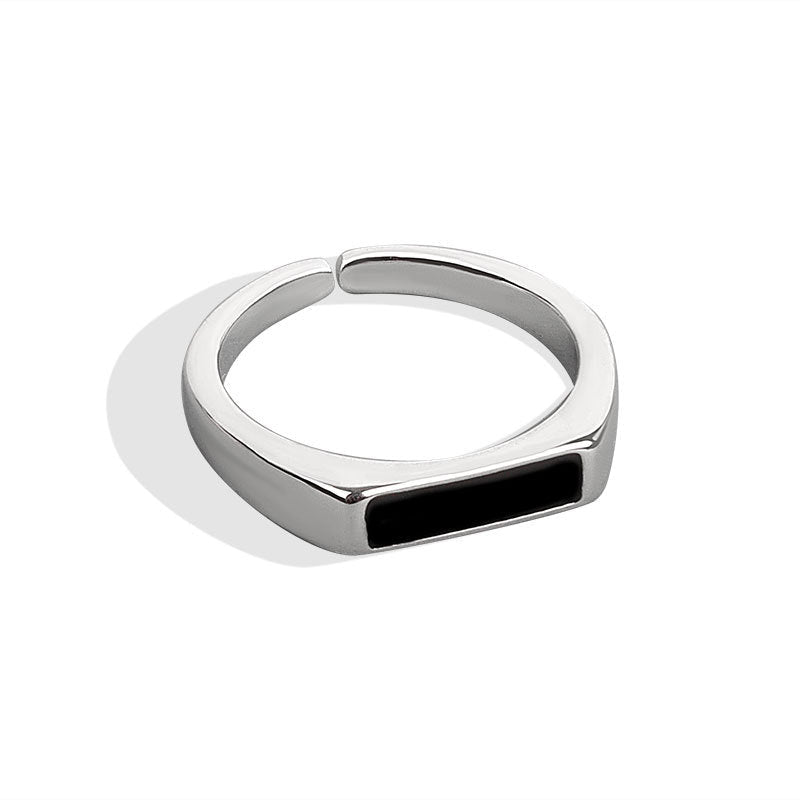 Sterling Silver Black Ring with Cool Wind Design - FOUNDERS INC