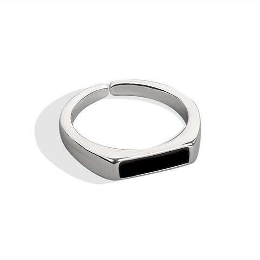 Sterling Silver Black Ring with Cool Wind Design - FOUNDERS INC