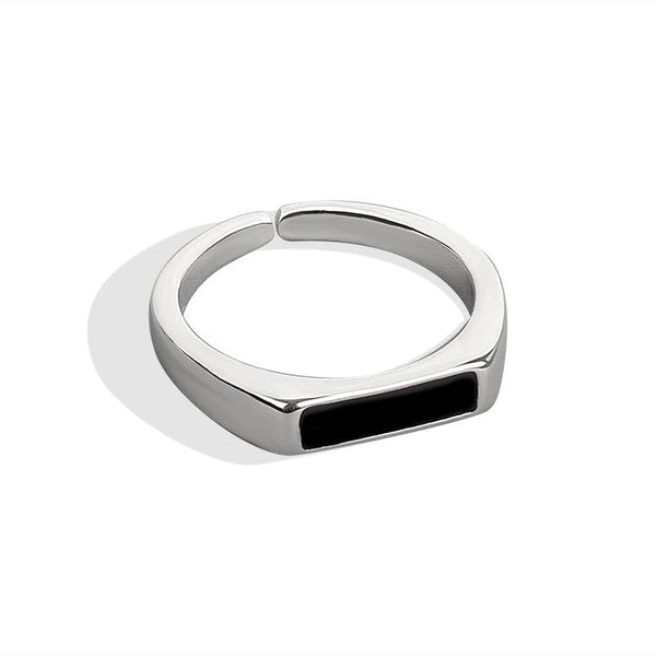 Sterling Silver Black Ring with Cool Wind Design - FOUNDERS INC