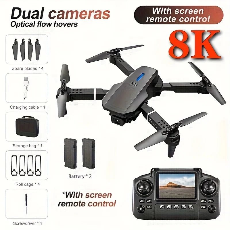 The 2026 Upgraded E88PRO MAX Foldable Drone Features Dual Cameras, Extra Batteries, an 8K Screen for Remote Control, and One-click Return-to-home Functionality. Suitable for Beginners, It's an Ideal Independence Day or Holida - NEXASHOP