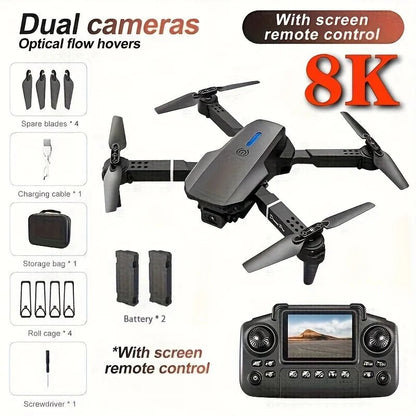 The 2026 Upgraded E88PRO MAX Foldable Drone Features Dual Cameras, Extra Batteries, an 8K Screen for Remote Control, and One-click Return-to-home Functionality. Suitable for Beginners, It's an Ideal Independence Day or Holida - NEXASHOP