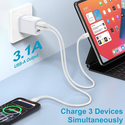 USB Wall Charger, 2Pack Wall Plug 3-Port USB Charging Station 3.1A Power Adapter Multi Port Quick Charger Block Cube for Iphone 17 16 15 14 13 12 11 Pro XS MAX 8 Ipad Samsung Galaxy S25 S24 S23 - NEXASHOP