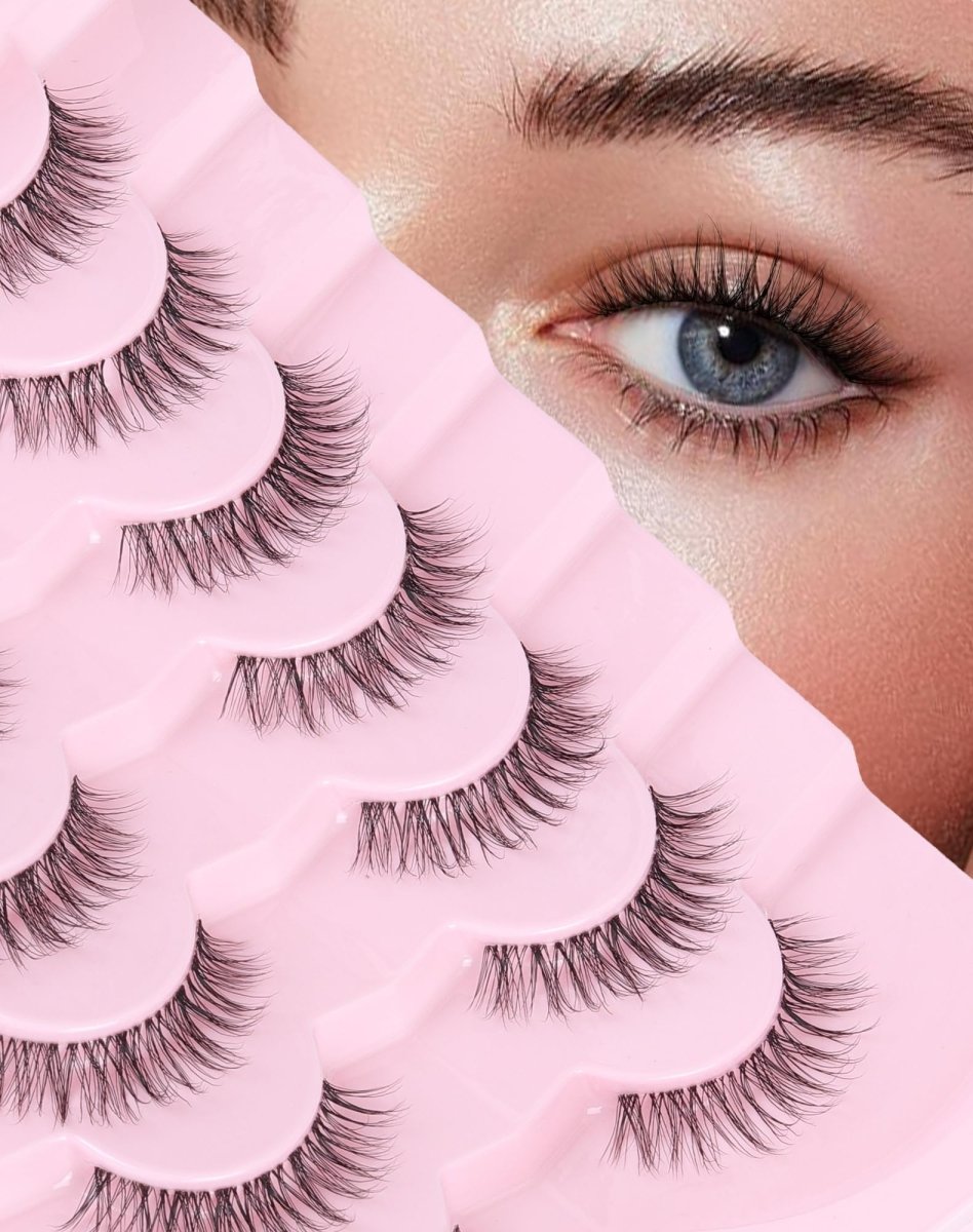 Wispy Lashes Natural Look Natural Eyelashes Fake Eyelashes False Eyelashes Strip Lashes Wispy Eyelashes Clear Band Lashes Light-06 - NEXASHOP