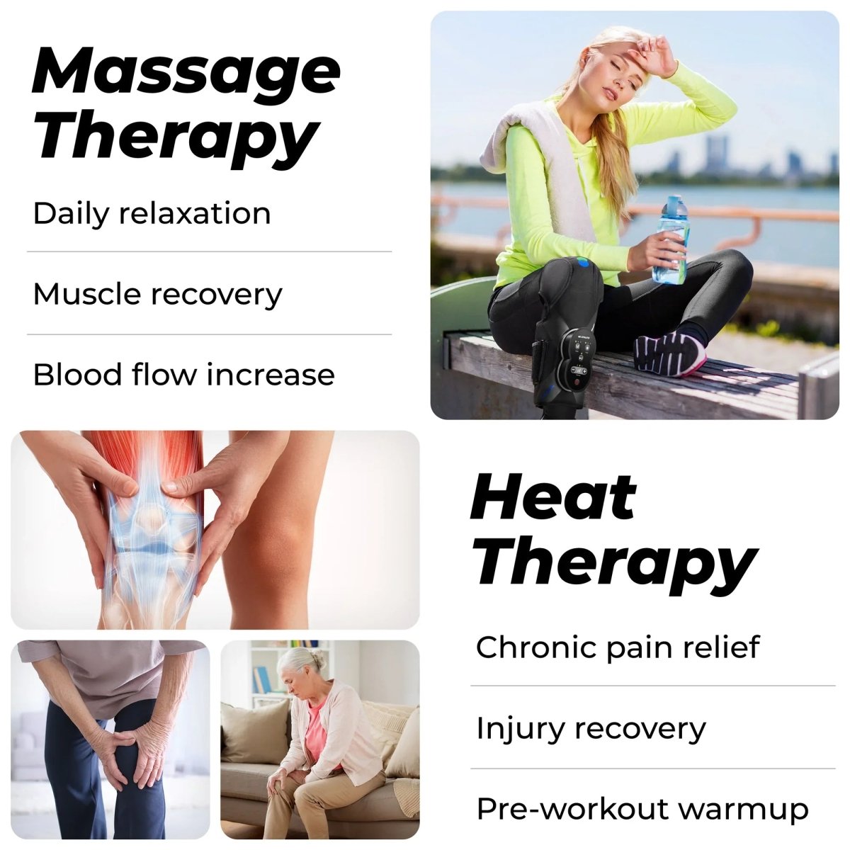 Xpress Rechargeable Knee Massager for Pain Relief, Leg Massager with Heat and Compression Relief - NEXASHOP